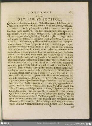 LXIV. Dav. Pareus. Piscatori