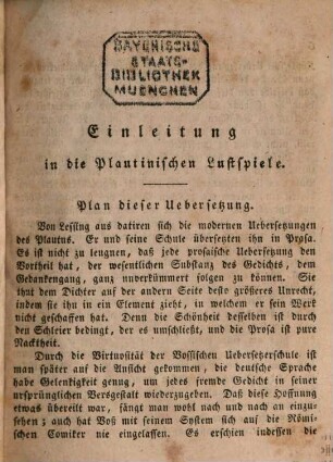 Die Plautinischen Lustspiele, 1. Der Bramarbas