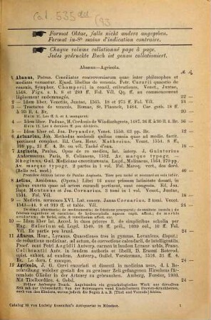 Alte Medicin bis zum Jahre 1799 : zugleich Nachtrag zu Katalog XLIV und LXIII