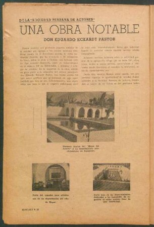 Una obra notable : De la "Sociedad Peruana de Actores"