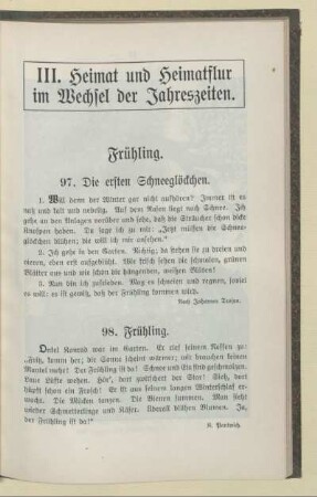 III. Heimat und Heimatflur im Wechsel der Jahreszeiten