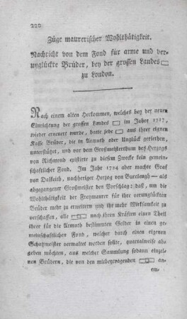 Züge maurerischer Wohlthätigkeit.
