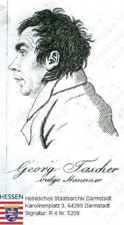 Tascher, Georg vulgo Stanemer / Porträt, im Profil, Brustbild mit Bildlegende