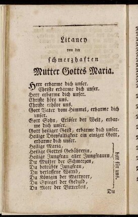 Litaney von der schmerzhaften Mutter Gottes Maria.