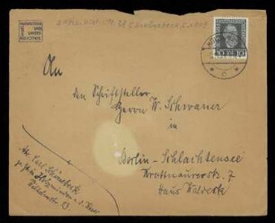Brief von Carl Schönebeck an Wilhelm Schwaner