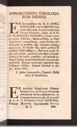 Approbationes Theologorum Ordinis.