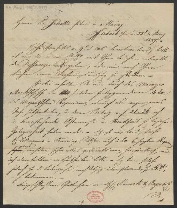Brief an B. Schott's Söhne : 22.03.1827