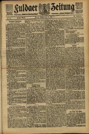 Erste Ausgabe vom Montag, den 15. Mai 1911.