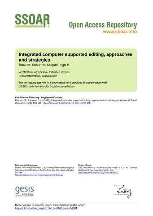 Integrated computer supported editing, approaches and strategies