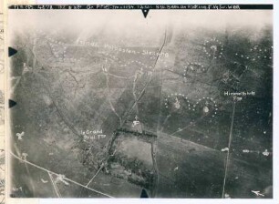 Foto feindlicher MG-Nester bei Le Grand Priel Ferme (Luftbild)