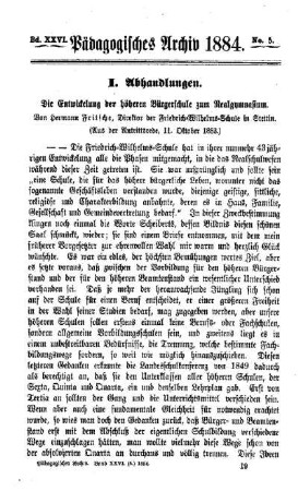 Die Entwicklung der höheren Bürgerschule zum Realgymnasium