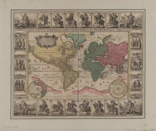 Weltkarte, 1:90 000 000, Kupferstich, 1652 : Nova Totius Terrarum Orbis Geographica Ac Hydrographica Tabula / Auctore N. I. Piscator. C. I. Vißcher excudebat. - [Ca. 1:90 000 000]. - [Amsterdam] : C. I. Vißcher , 1652. - 1 Kt. : Kupferst. ; 43 x 29 cm, Bildgr. 56 x 45 cm