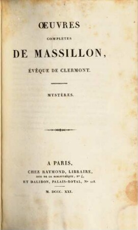 Oeuvres complètes de Massillon, évêque de Clermont, 7. Mystères