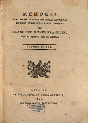 Memoria para servir de Indice dos Foraes das terras do Reino de Portugal