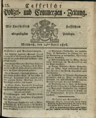 Nr. 33, Mittwoch, den 24sten April 1816