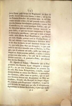 Eu A Rainha. Faço saber aos que este Alvará virem: Que tendo Consideraçaõ ao que Me foi presente em Conta, que o Inspector Geral do Terreiro, do Meu Conselho de Estado dirigio á Minha Real Presença, ... : [Dado no Palacio de Quéluz a vinte e nove de Junho de mil setecentos noventa e sete]
