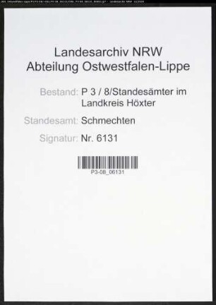 Sterberegister Standesamt Schmechten
