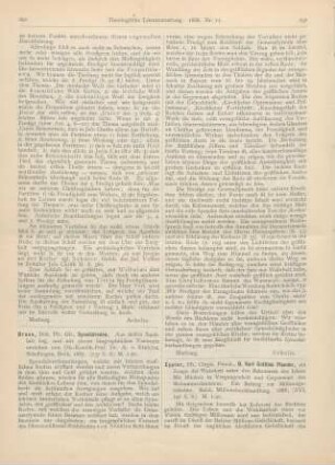291-292 [Rezension] Braun, Gfr., Synodalreden