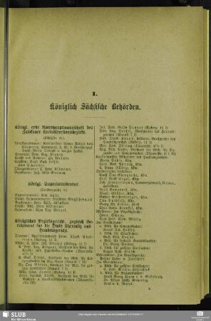 [Erste Abtheilung]. Behördenverzeichnis