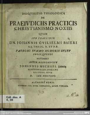 Disquisitio Theologica De Praeiudiciis Practicis Christianismo Noxiis
