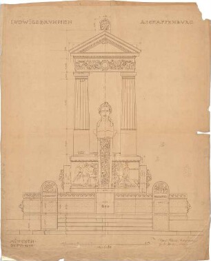 Pfann, Paul; Aschaffenburg; Ludwigsbrunnen - Aufriss