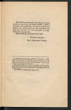 [Nota del Censor interino Luis Fernández Guerra]