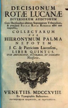 Decisiones rotae Lucanae cum Decisionibus Rotae Romanae, 5