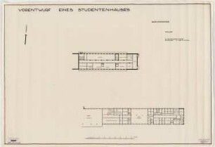 Studentenhaus, Berlin-Charlottenburg: Vorentwurf, Grundriss KG und Zwischengeschoss 1:200