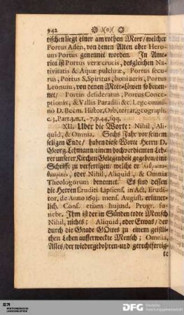XII. Uber die Worte: Nihil, Aliquid, & Omnia.