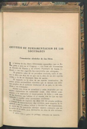 Criterio de fundamentación de las sociedades : Comentarios alrededor de dos libros
