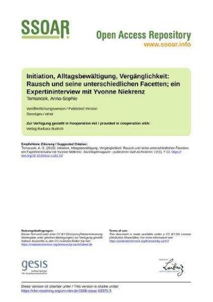 Initiation, Alltagsbewältigung, Vergänglichkeit: Rausch und seine unterschiedlichen Facetten; ein Expertininterview mit Yvonne Niekrenz