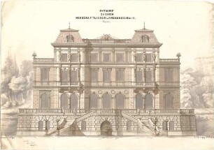 Hoefl, Hans Hugo; Studentenarbeiten - Entwurf zu einem herrschaftlichen Landhaus (Ansicht)