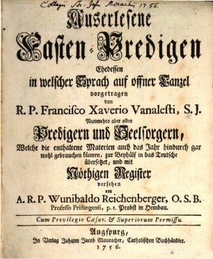 Auserlesene Fasten-Predigen