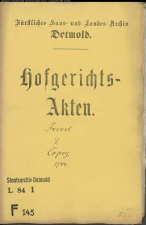Frevel, Katharina Ilsabein geb. Copey gegen Copey in der Mosebecke - Brautschatzforderung