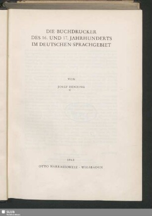 Die Buchdrucker des 16. und 17. Jahrhunderts im deutschen Sprachgebiet