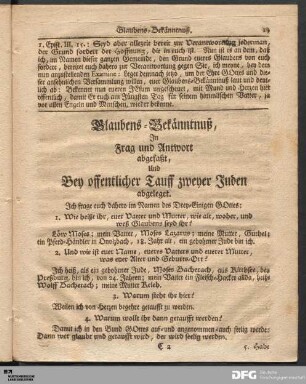 Glaubens-Bekänntnuß.