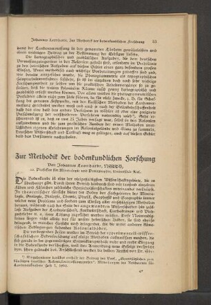 Zur Methodik der bodenfundlichen Forschung