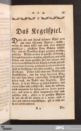 Das Kegelspiel.