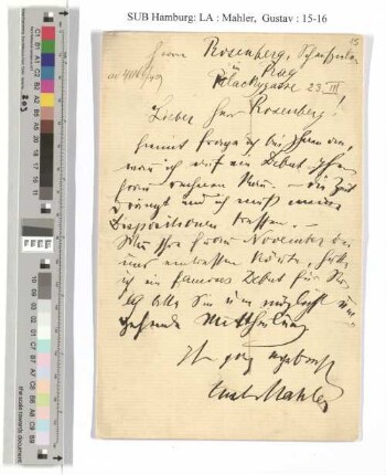 Brief an den Schauspieler Siegfried Rosenberg