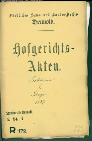 Rottmann, Franz gegen Friedrich Scheper zu Hörstmar (Schäferfriedrich) - Schuldforderung