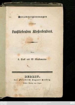 Herzensergiessungen eines kunstliebenden Klosterbruders