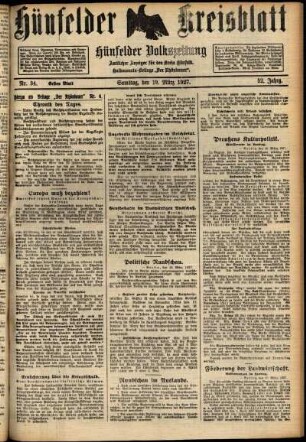 Erste Ausgabe vom Samstag, den 19. März 1927.