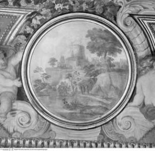 Szenen aus der Geschichte von Johannes dem Täufer und Landschaften, Landschaft mit Burganlage