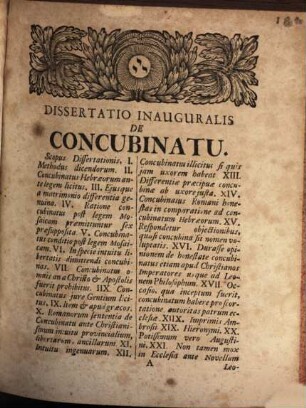 Dissertatio Inauguralis Juridica De Concubinatu