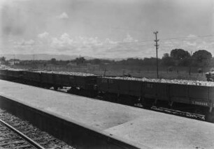 Bahnhof : Güterzug in einem brasilianischen Bahnhof.