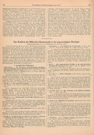 467-478 Das Problem der Biblischen Hermeneutik in der gegenwärtigen Theologie