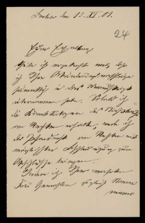 24: Brief von Max Greiff an Gottlieb Planck, Berlin, 13.11.1901
