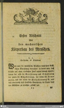Erster Abschnitt über den mechanischen Körperbau des Menschen