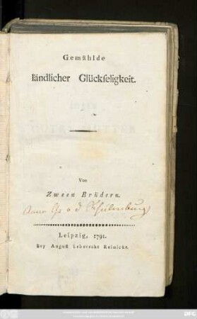 Gemählde ländlicher Glückseligkeit