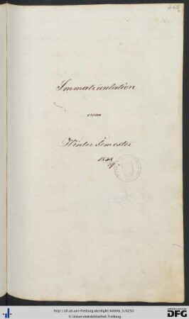 [S. 265] Wintersemester 1828/29